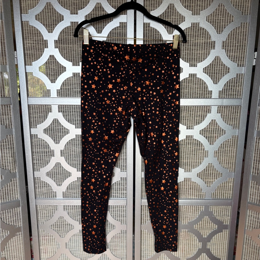 NWT Kids Star Patterned Leggings - Black and Orange - Picture 7 of 7